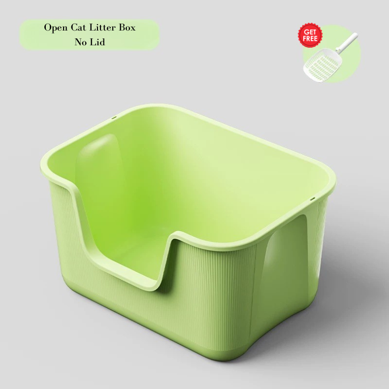 2 in 1 High Edge Large Cat Litter Box with Scoop and Teaser Toy